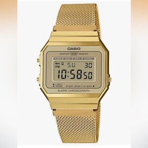 Casio Unisex Mid-Size Gold Tone Digital Retro Watch